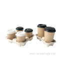 Disposable takeaway sugarcane 4 cups holder for coffee